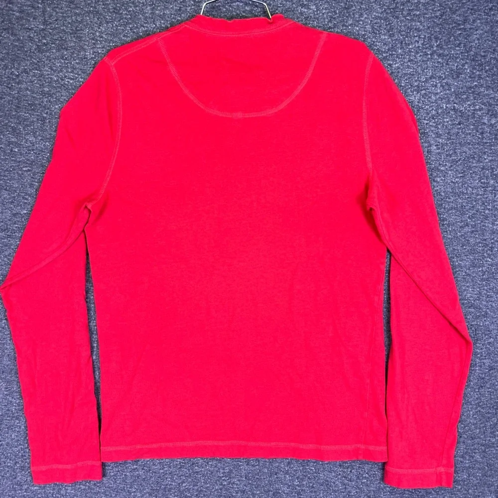 Hollister Henley Shirt Mens L Red Preppy Casual Long Sleeve Embroidered Logo Y2K